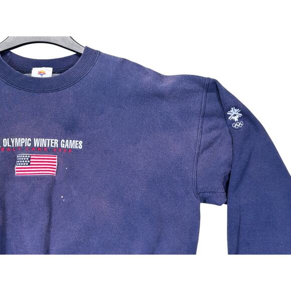 Salt Lake 2002 Winter Olympics Crewneck Sweatshirt Navy XL Faded - Picture 15 of 16